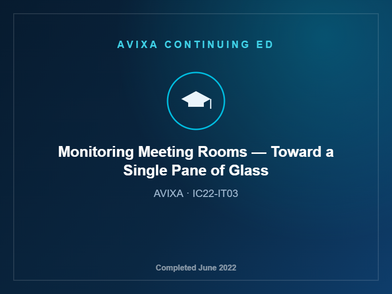 AVIXA course — Monitoring Meeting Rooms