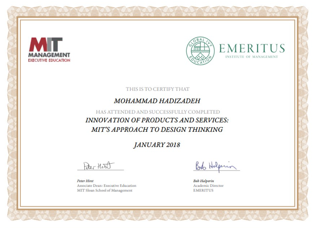 MIT design thinking certificate